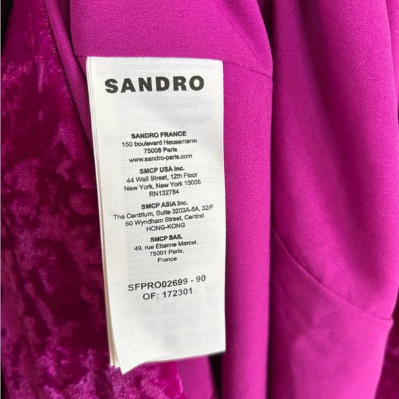 SANDRO Paris Velvet Mini Dress in The Color Garnet. - Picture 13 of 14